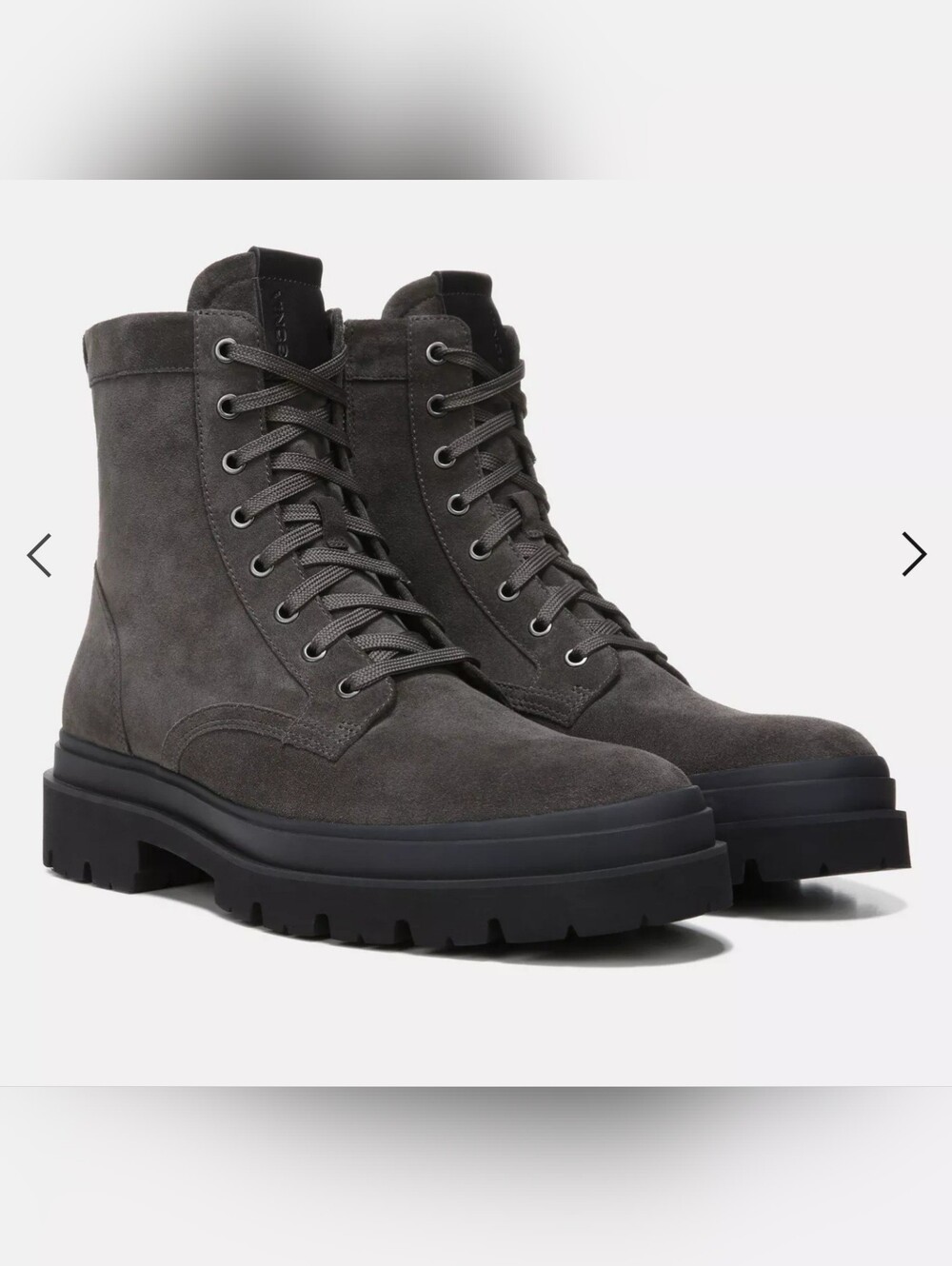 Vince Dark Gray Suede Lace-Up Lug Boots